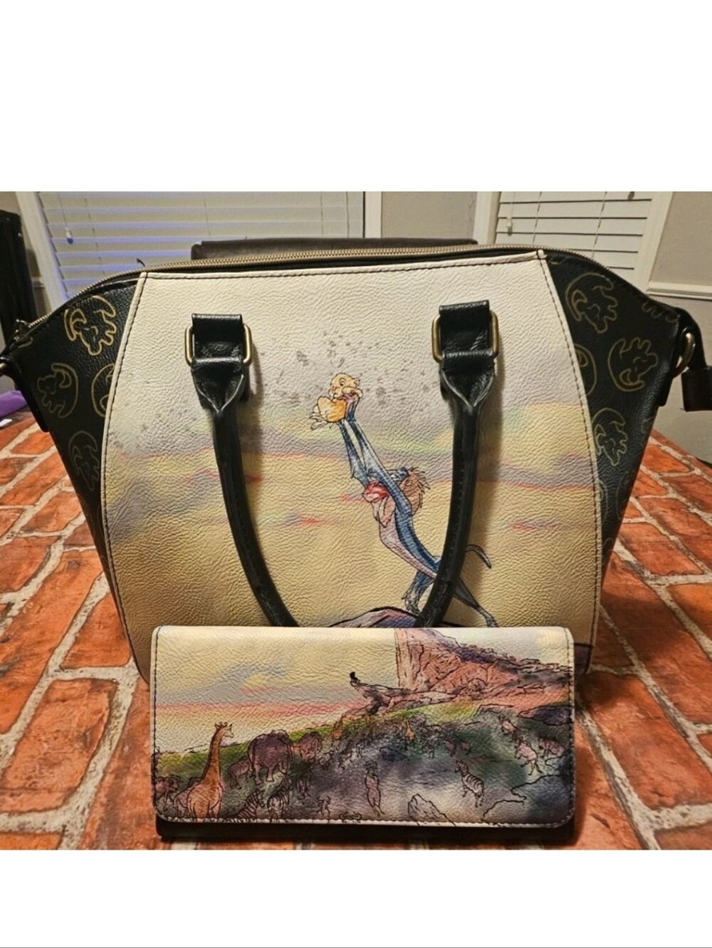 Loungefly Disney The Lion King Pride Rock Satchel Purse & Wallet Set guc read